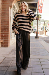 Jayla Palazzo Satin Pant | Black